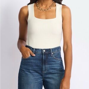 Women's Cream Ribbed Tank Top